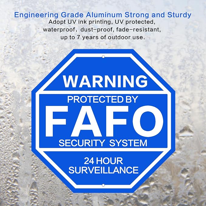 10'' x 10'' Protected by FAFO Metal Warning Sign - Image 3