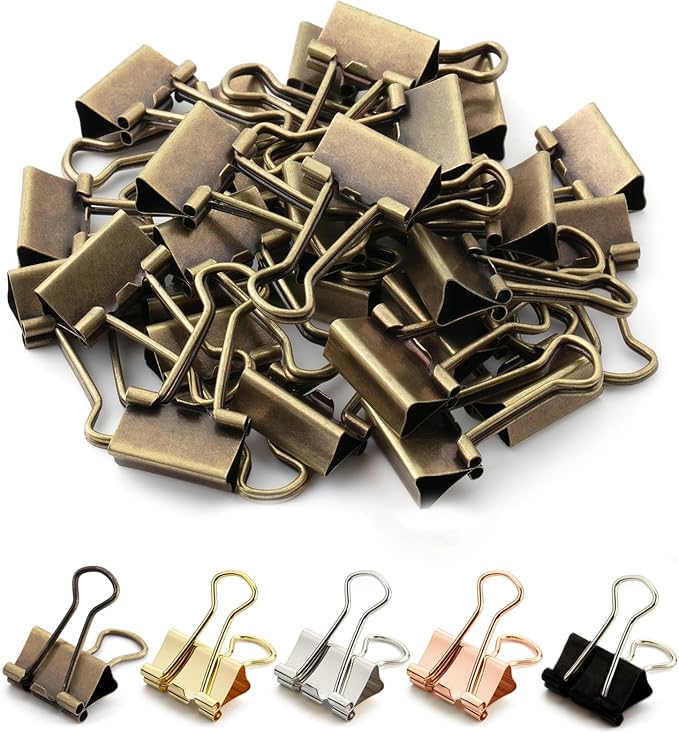 Mr. Pen - 50Pack Mini Bronze Binder Clips 0.75 in, Paper/Binder/Small Office Clips