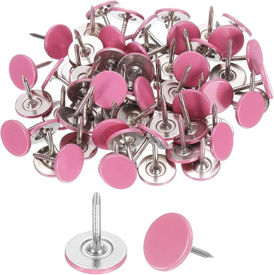 uxcell 150Pcs Upholstery Tacks, 11mmx13mm Flat Head Thumb Tack Decorative Furniture Nails Push Pins for Furniture Sofa Headboards, Pink