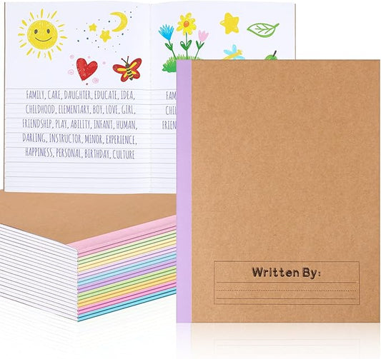 Henoyso 20 Pcs Primary Composition Notebook 9 3/4 x 7 1/2 Inch Kids Journal, Back to School Supplies, K-2 Primary Writing Notebook for Kids Student Draw and Write Story Journal (Colorful Macaron)