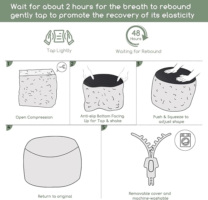 HIGOGOGO Round Stuffed Pouf Ottoman, Long Faux Fur Poufs with Foam Chunk Filling, Fluffy and Furry Pouf Foot Stool Storage Ottoman, 20 X 15 Floor Poufs Foot Rest for Living Room, Rainbow