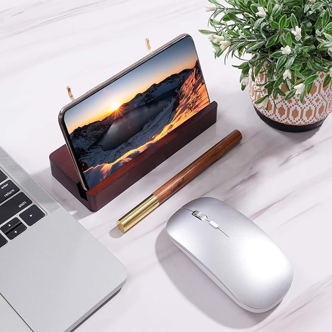 Pen Holder Desk Organizers and Accessories Desk Decor ，Exquisite Wooden Pen Holder ，with a Cool Pen and Two Refills for Office and Home (Style A)