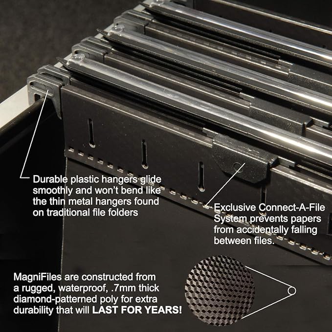 Ultimate Office MagniFile Extra-Capacity Hanging File Folders, 1/2" Box-Bottom, Letter Size, Feature A Wrap- Around Bungee Security Cord (Set of 4)