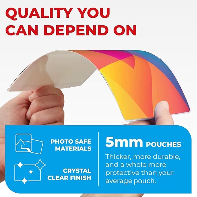 5MIL Thermal Laminating Sheets (100 Count) 4.3x6.3 inch, Card Size Dry-Erase Friendly Sheets, Compatible with Laminators Crystal, Clear Laminated Finish