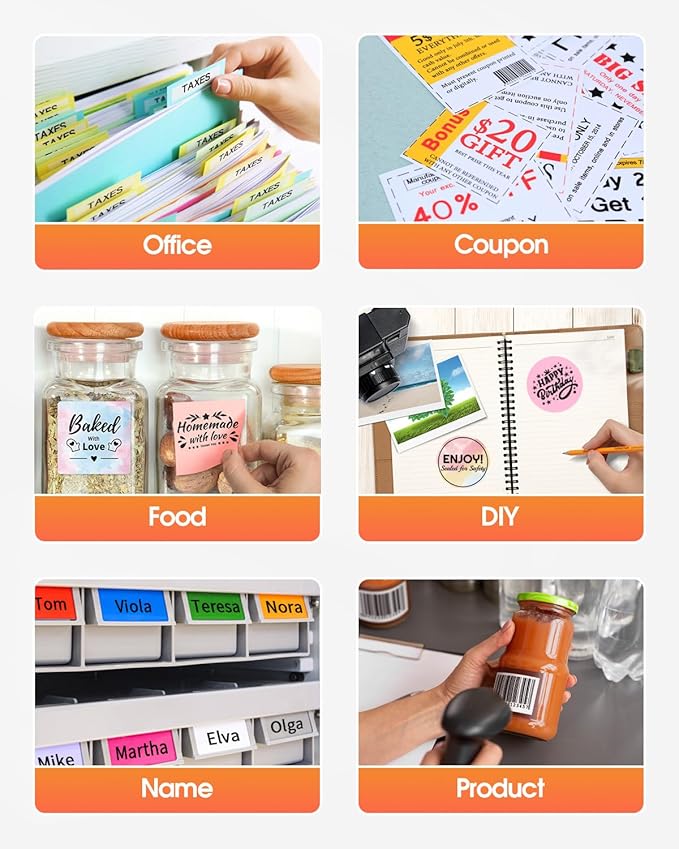 Phomemo M220 Label Printer, Barcode Printer, Bluetooth Thermal Label Maker Machine for Barcodes,Name,Address,Clothing Labeling,for Office Home,Compatible with Phones and Some PC Orange