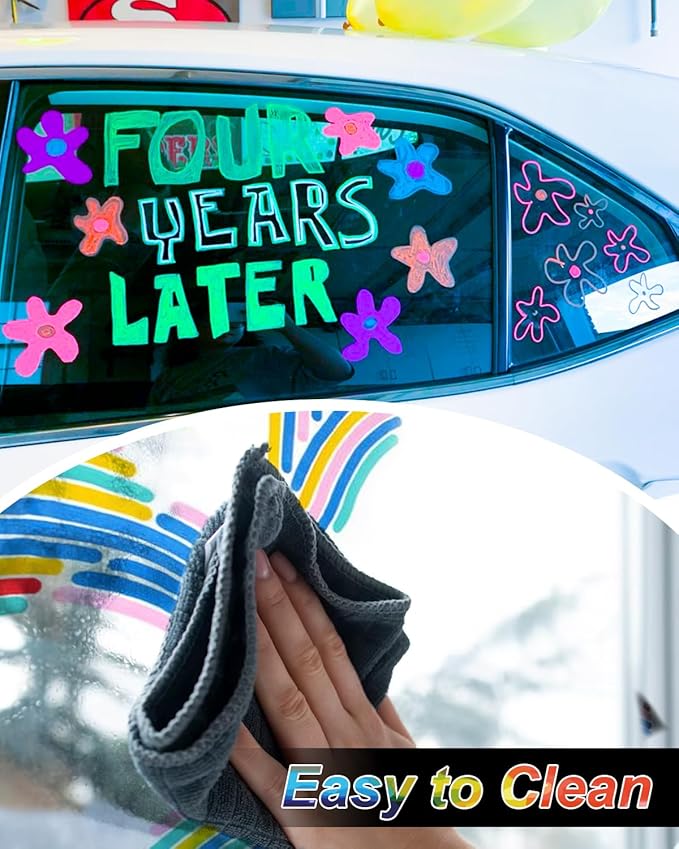 FansArriche Liquid Chalk Markers, 12 colors 10mm Erasable Marker Pens, Washable Window Markers For Glass, Blackboard, Bistro Menu, Car Windows, Mirrors, Labels, 3 In 1 large nib