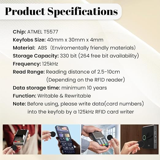 10pcs T5577 RFID Keyfobs 125kHz Writable T5577 Key Tags Proximity ID Card Token - Image 5