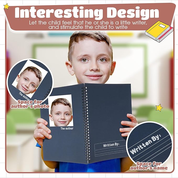 Henoyso 10 Pcs 100/50 Sheets Primary Composition Notebook K-2 Bulk Spiral Primary Journal Drawing Handwriting Practice for Kids Kindergarten 1st 2nd Back to School Supplies (Jewel Tone Color,50 Sheets)