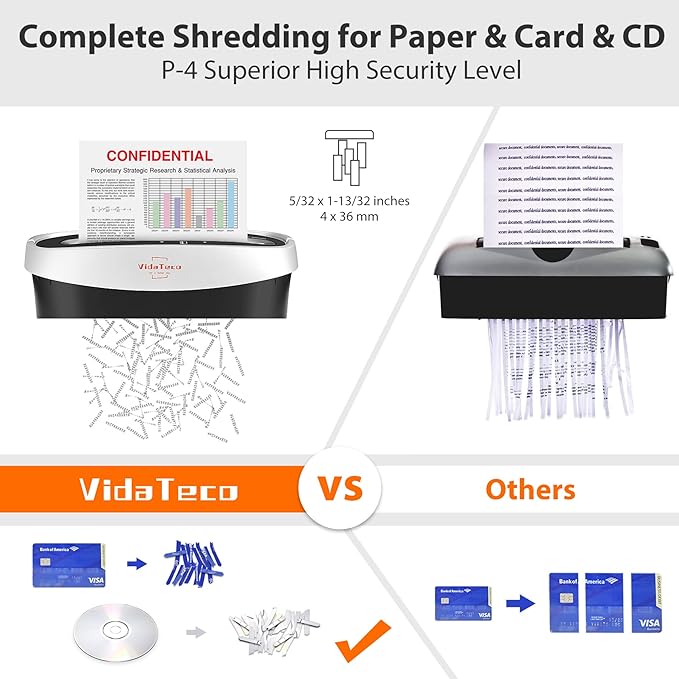 Paper Shredder for Home Office10-Sheet Cross-Cut Shredder with US Patented Cutter,Also Shreds Card/CD/Clip,Paper Shredding Machine for Home Use Heavy Duty with Jam Proof,3.9-Gallon Bin
