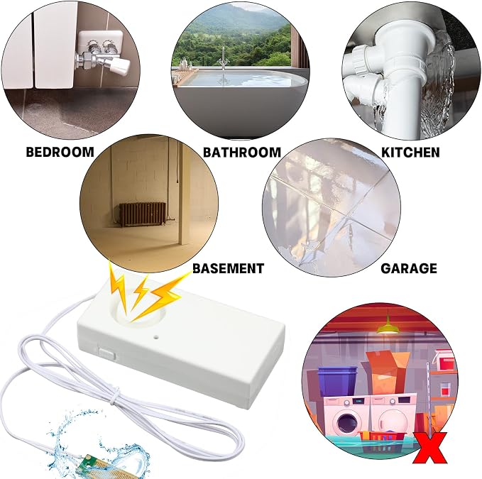 Hoteam 10 Pcs Water Sensor Alarm Leak Detector 120db Water Leak Alarm 9v - Image 2