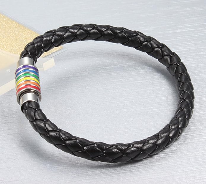 Nanafast Titanium Stainless Steel Rainbow LGBT Pride Bracelet Handmade Braided - Image 6