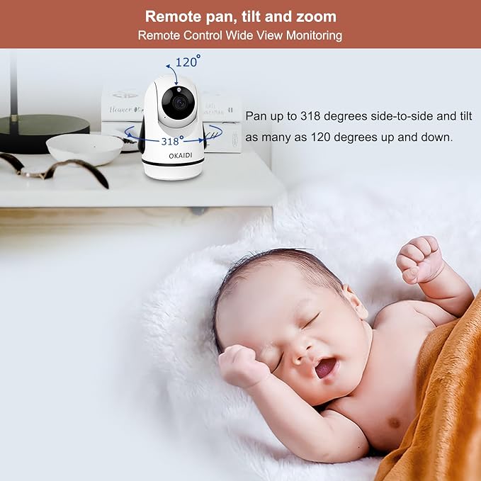 OKAIDI Video Baby Monitor with 2 Cameras, 30H Battery and 1000ft Range - Image 6