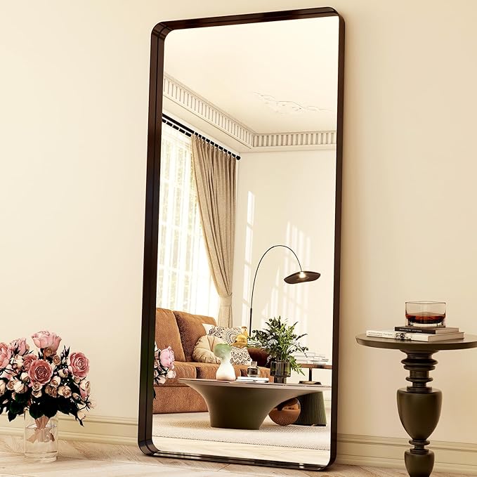 71" x 30" Full-Length Mirror - Black Deep Framed Floor Mirror, Wall-Mounted Rectangular Dressing Mirror for Home Decor in Bedroom, Bathroom, Living Room - Hang or Lean Against Wall
