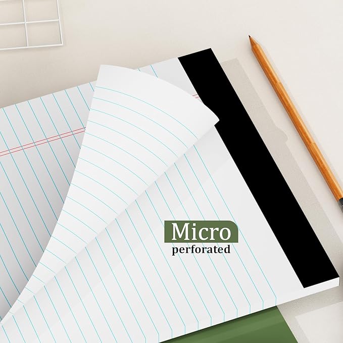 12 Pack of Legal Pads 8.5 x 11.75 College Ruled Notebook White Paper Note Pad Narrow Ruled 30 Sheets Notepads Perforated Writing Pad Clear Print 8x11 Legal Pads Pads of Paper