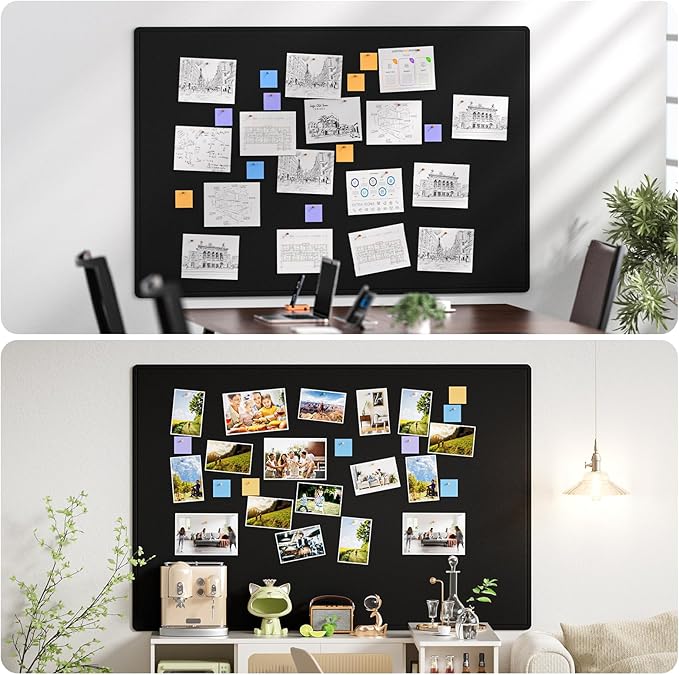 MaxGear Extra Large Bulletin Board 72" x 48", Foldable Felt Board Vision Board Supplies, Cork Board for Office, Home, School, Small Pin Boards for Walls Decorative Display Board Black