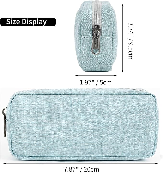 Della Gao Small Pencil Case Large Capacity Pencil Pouch Marker Pen Bag Coin Pouch Office Stationery Organizer (Blue)