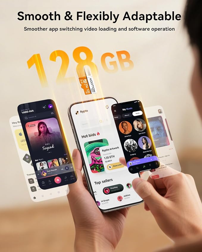 KOOTION 128GB Micro SD Card 3 Pack, UHS-I MicroSDXC Card - Image 4