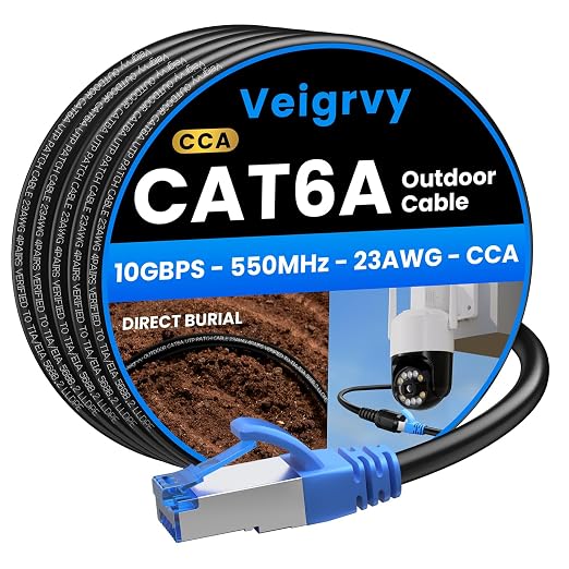 Cat6A Outdoor Ethernet Cable 150 ft, 23AWG 10Gbps 550MHz high-Speed CAT6A Cable by EthernetCable