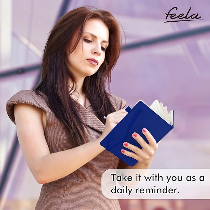 feela 3 Pack Notebooks Journals Bulk with 3 Black Pens, A5 Hardcover Notebook Classic Ruled Lined Journal Set with Pen Holder for Work Business Journaling Note Taking, 120 GSM, 5.1”x8.3”, Navy