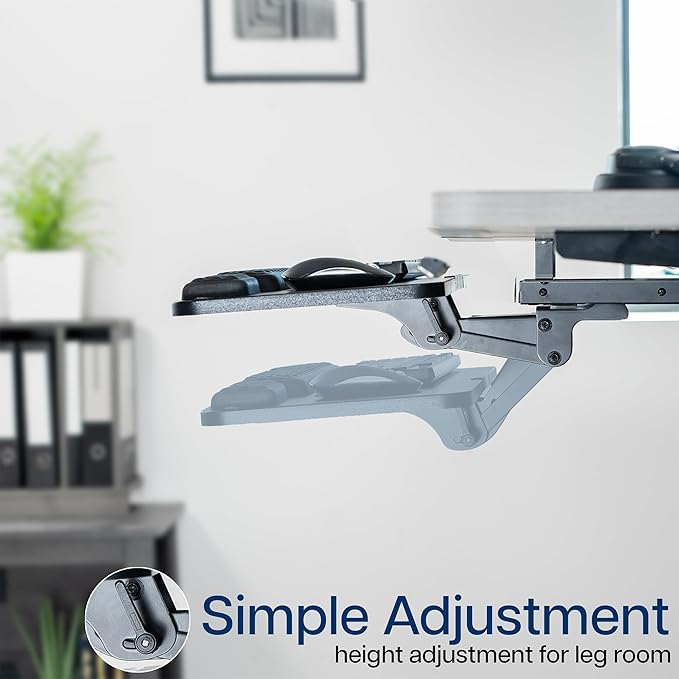 VIVO Premium Adjustable Computer Keyboard and Mouse Platform Tray, Ergonomic Under Table Desk Mount Drawer with Padding, Black, MOUNT-KB27P-B