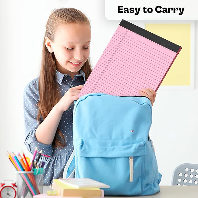 2 Pcs Legal Pads 8.5 x 11 Pink Note Pads 8.5 x 11 Notepad 8.5 x 11 Micro Perforated Writing Pads 8.5 x 11 Lined Paper Pads Wide Ruled Pad of Paper 30 Sheets Notebook for Study, To-Do Lists, Office