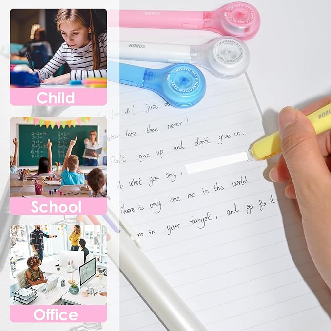 10 Pack Correction Tape Pen, Push Pull Protective, White, 1/5 x 236 Inch