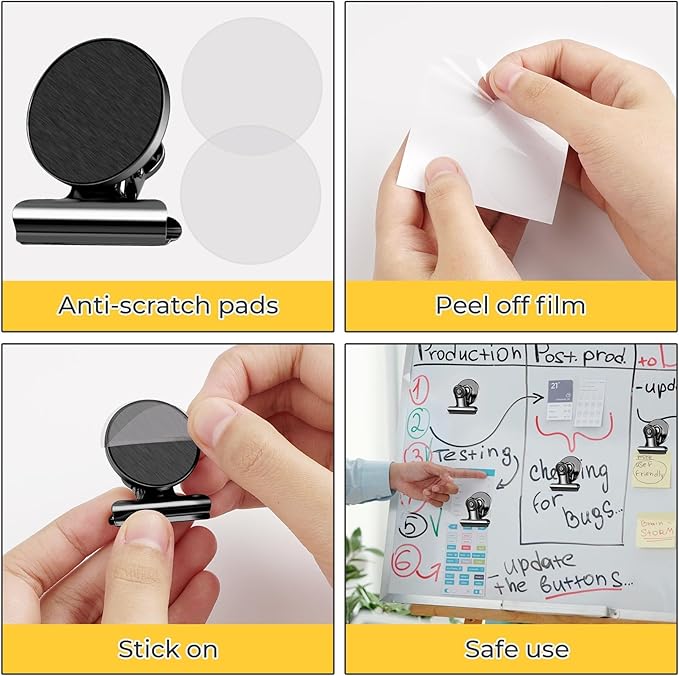 140 Pack Strong Magnetic Clips, Black Fridge Magnets Refrigerator Magnet, Magnet Clips for Photo Displays, Whiteboard Magnets for Home, Office, Classroom