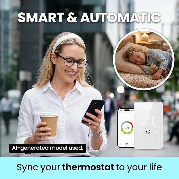 1PC WiFi Thermostat for Electric Floor Heating Systems, Touchscreen LED Display - Image 8
