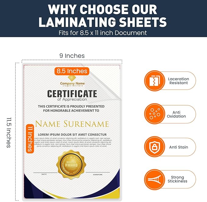 CAREGY Thermal Laminating Pouches,330 Pack Laminating Sheets, 3 Mil, 9 x 11.5 Inches Lamination Sheet Paper for Laminator, Round Corner Letter Size, Office and School Supplies