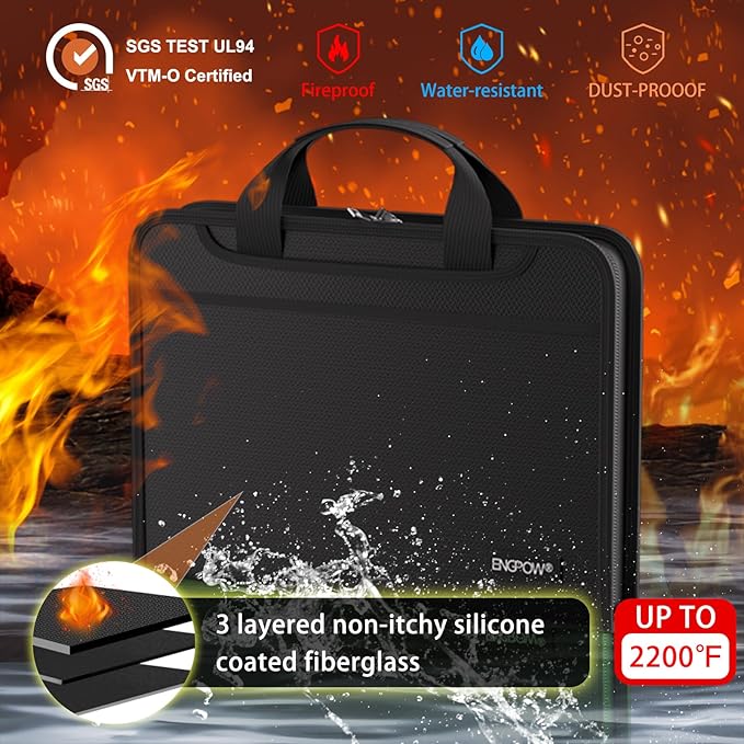 ENGPOW Accordion File Organizer,Fireproof Expanding File Folder with Multi Pockets,13 Colorful Pockets Document Organizer with Handle & Labels,Portable Home Travel Safe Storage for Letter A4 Files