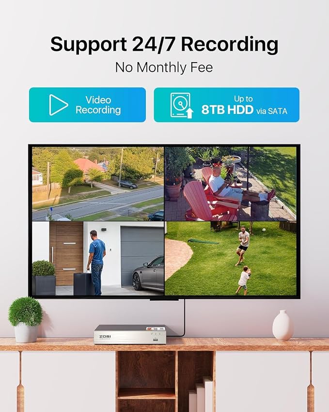 ZOSI 8CH 3K Lite Home Security Camera System Outdoor Indoor, AI Human/Vehicle - Image 4