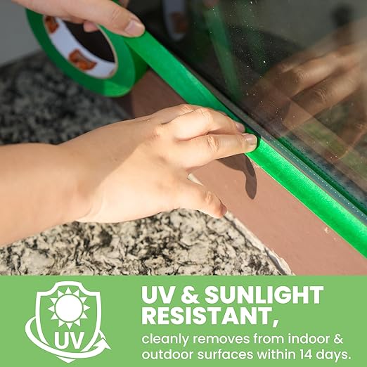 Green Painters Tape Multi-Surface Masking Tape 0.94 inch x 60 Yard, Indoor and Outdoor Painting Tape, Residue Free Easy Removal with Sharp Lines, Paint Tape for Walls, Auto, Home, 6Rolls