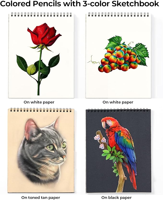 PRINA Art Supplies 120 Colors Colored Pencils Set for Adults Coloring Books with Sketchbook, Professional Vibrant Artists Coloring Pencils for Drawing Sketching Blending Shading, Soft Core Oil Based