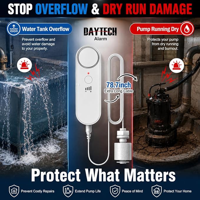 Daytech High / Low Water Level Sensor 100 dB Sump Pump Alarm, Water Level - Image 2
