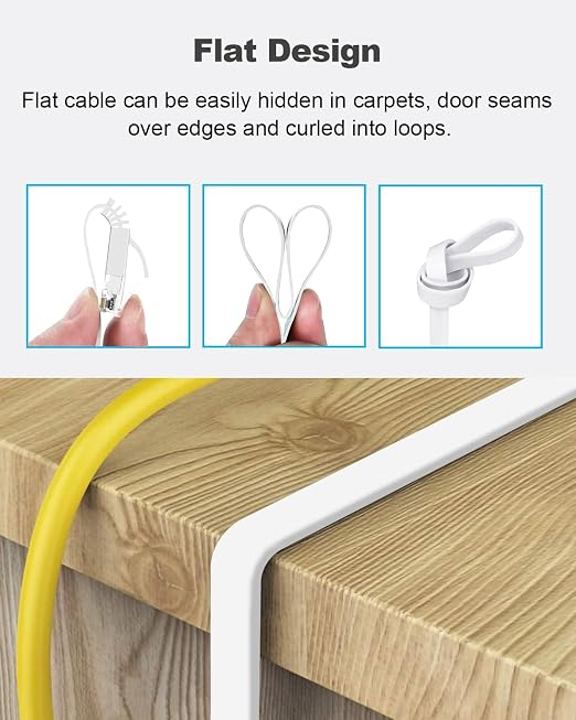 Yauhody CAT 6 Ethernet Cable 100ft White, High Speed Solid Flat CAT6 Gigabit - Image 5