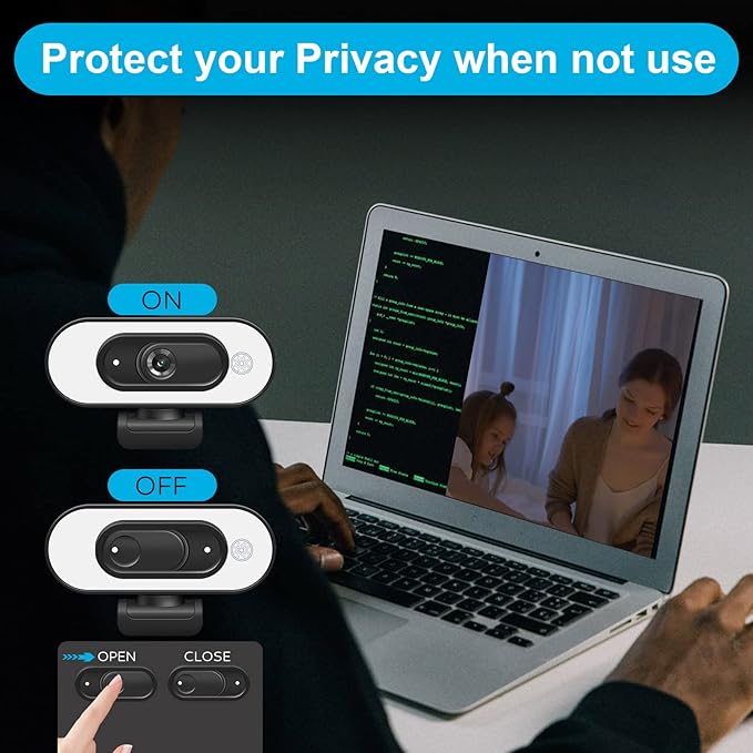 1080P USB Camera for Switch 2/ PC, Ring Light & 3-Level Brightness - Streaming Camera with Built-in Mic, Tripod & Plug&Play for Zoom/Skype/Facetime, PC/Mac/Laptop