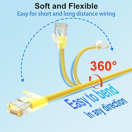 Cat 6 Patch Cables 1 feet, Slim Cat6a Ethernet Patch Cable 10Gbps 550Mhz - Image 4