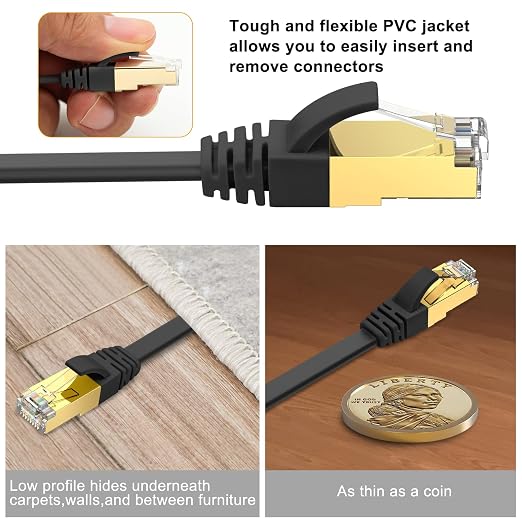 Ercielook CAT8 Ethernet Cable 25 ft High Speed, Shielded Flat Internet Cable - Image 3
