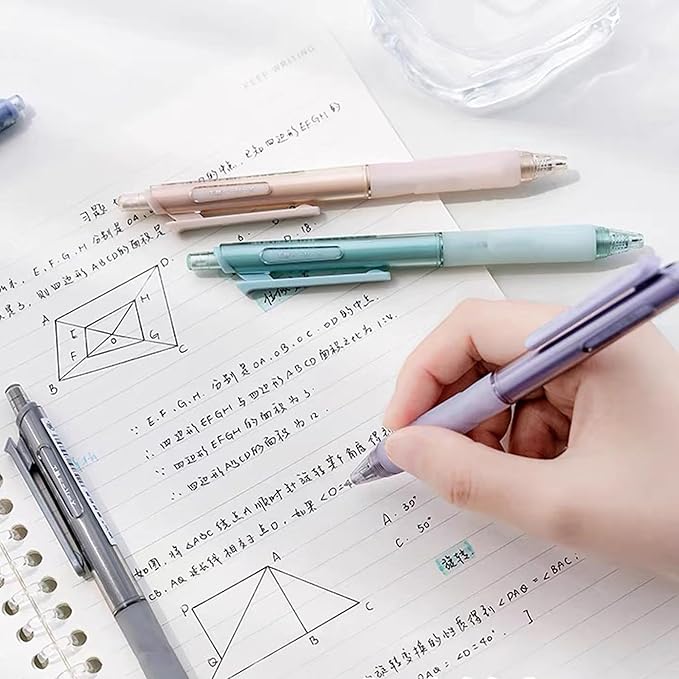 HeTaoCat Retractable Gel Pens, 0.5mm Fine Point, Quick Drying, Writing Drawing, Black ink gel pens, Box of 6 Pens (Multicolor)