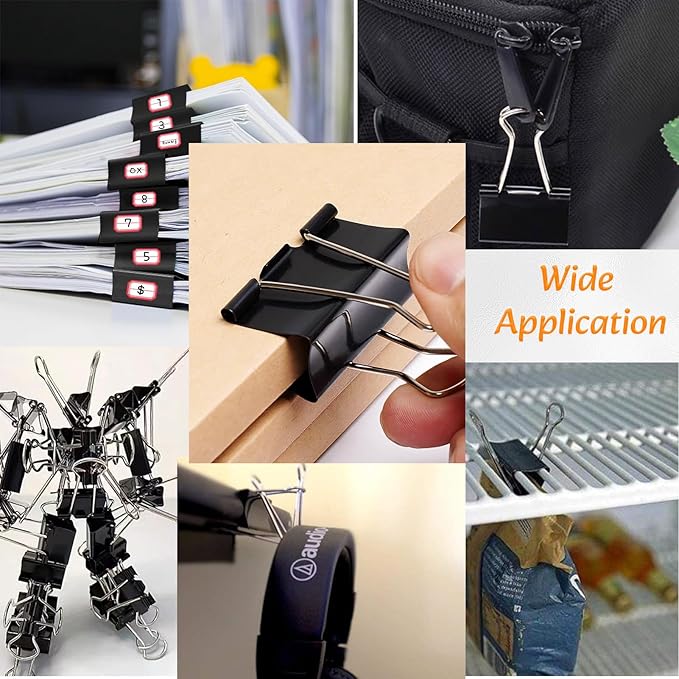 Extra Large Binder Clips 2 Inch (60 Pack), Heavy Duty Big Binder Clips Big Paper Clamps for Office and Home Supplies, Black