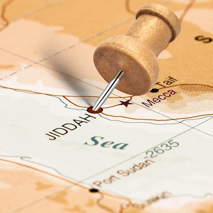 40Pcs Wood Push Pins, Thumb Tacks for Decorative, Wooden Pins and Tacks, Cork Board Thumbtacks, Cute Thumbtack for Wall and Bulletin Board, Map Pins