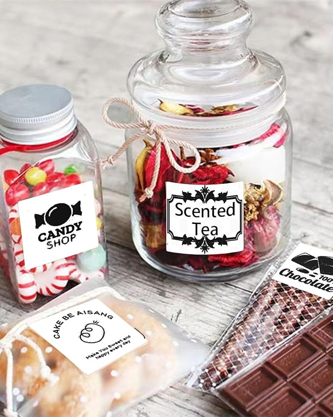 2 Inch White Square Thermal Sticker Labels, Self-Adhesive Direct Thermal Labels,DIY Design, QR Code, Name Tag, Brand Label,Gift Label (White 600 PCS/1 Roll)