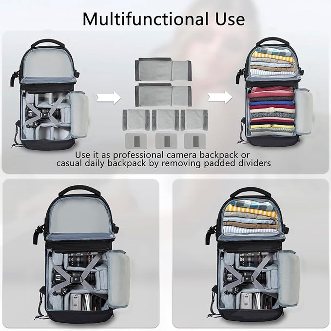 TORIBIO Camera Sling Bag Backpack, DSLR/SLR/Mirrorless Camera Bag - Image 5