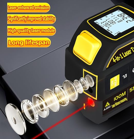 tape measure 4-in-1 laser Digital Measuring Tape & 40m/131ft Laser Distance - Image 9