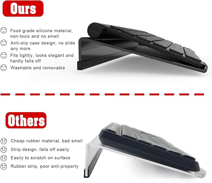 Mini Computer Keyboard Stand-11.8'' x 5.1''-Small Computer Keyboard Tray Acrylic Keyboard Holder for 78 Keys Universal Compact Keyboard, with Black Silicone Strip, Black