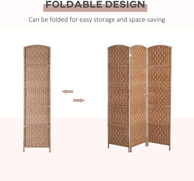 NicBex Room Divider 3 Panel Room Dividers with Wicker Weave Design Partition Room Dividers and Folding Privacy Screens 6 FT Wall Divider for Office, Room Separation,53.25"W x 0.75"D x 70.75"H, Natural