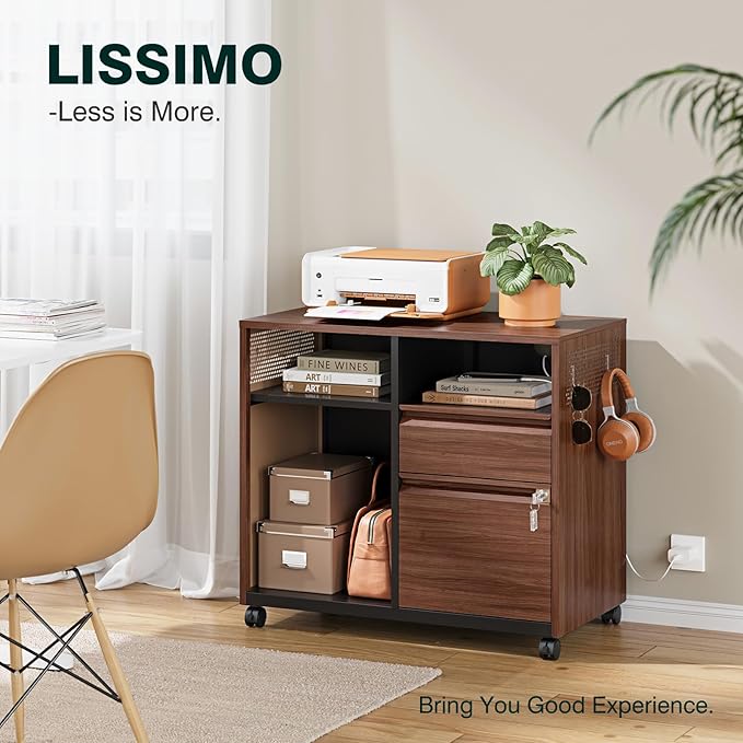 Mobile 2 Drawer File Cabinet,Metal File Cabinet with Lock，Lateral Printer Stand Filling Storage for Home Office-A4/F4/Letter