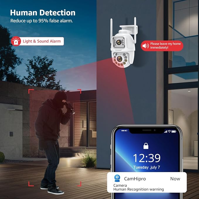 BOAVISION 5G/2.4G WiFi Outdoor Security Camera, Wireless PTZ Dual Lens - Image 6