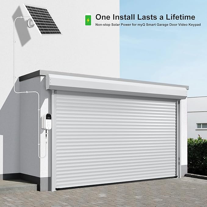 iTODOS 6W Solar Panel for myQ Smart Garage Door Video Keypad, 16.4Ft Outdoor - Image 3