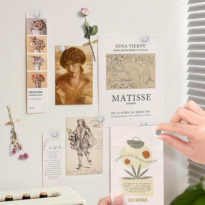 60 Pack Magnetic Push Pins, Silver Magnet Thumb Tacks, Metal Magnet Tacks, Magnetic Clips, Push Pins for Cork Board, Bulletin Board, Photo Wall, Wall